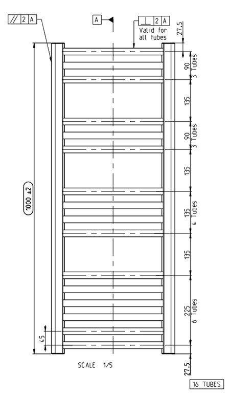 Diamond Curved Heated Towel Rail - W500 x H1000mm - Anthracite