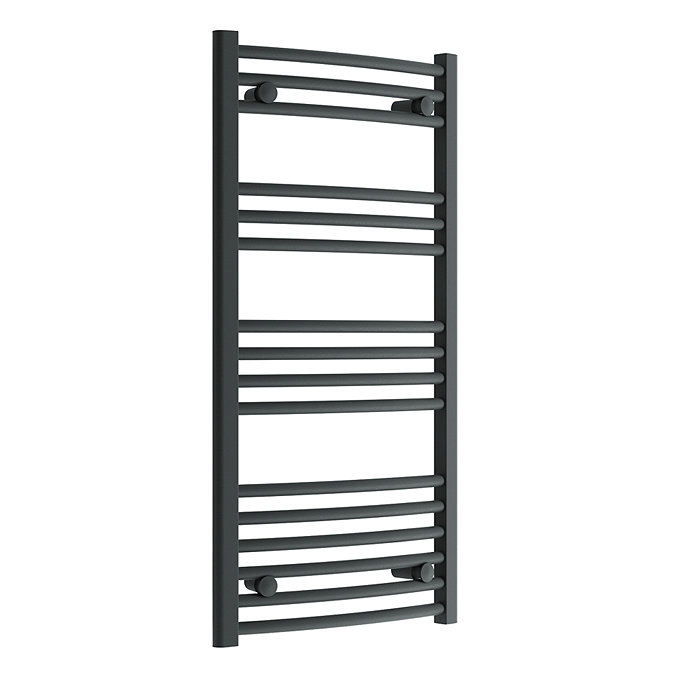 Diamond Curved Heated Towel Rail - W500 x H1000mm - Anthracite Large Image