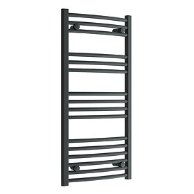 Diamond Curved Heated Towel Rail - W500 x H1000mm - Anthracite Large Image