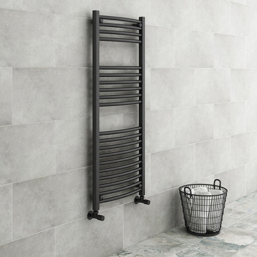 Diamond Curved Heated Towel Rail - W500 x H1200mm - Anthracite  Profile Large Image