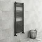 Diamond Curved Heated Towel Rail - W500 x H1200mm - Anthracite Large Image