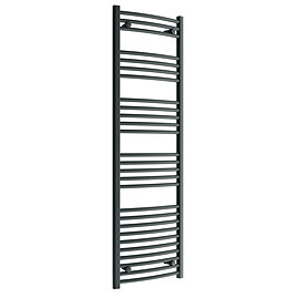 Diamond Curved Heated Towel Rail - W500 x H1600mm - Anthracite Large Image