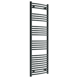 Diamond Curved Heated Towel Rail - W500 x H1600mm - Anthracite Large Image