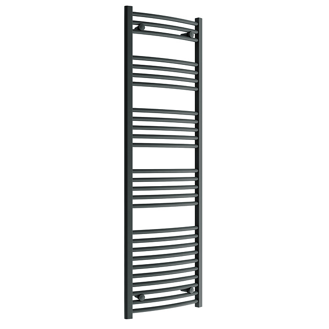 Diamond Curved Heated Towel Rail - W500 x H1600mm - Anthracite Large Image