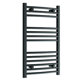 Diamond Curved Heated Towel Rail - W500 x H800mm - Anthracite Large Image