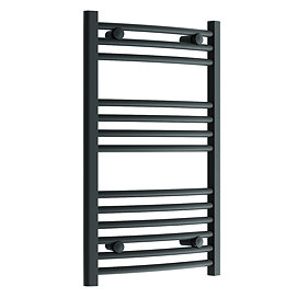 Diamond Curved Heated Towel Rail - W500 x H800mm - Anthracite Large Image