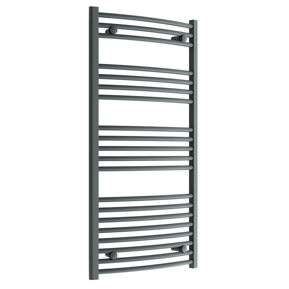 Diamond Curved Heated Towel Rail - W600 x H1200mm - Anthracite Large Image