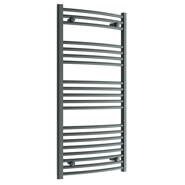 Diamond Curved Heated Towel Rail - W600 x H1200mm - Anthracite Large Image
