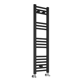 Diamond Heated Towel Rail - W300 x H1000mm - Matt Black - Straight