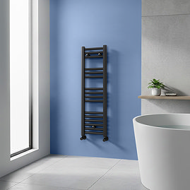 Toreno Heated Towel Rail – Matt Black – 300 x 1000mm – Straight Bars