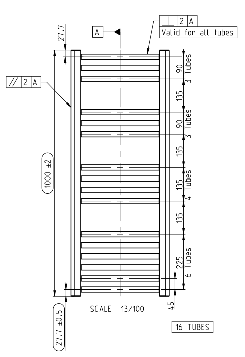 Diamond Heated Towel Rail - W400 x H1000mm - Matt Black - Straight