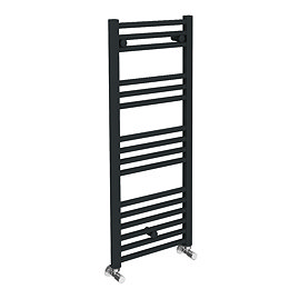 Diamond Heated Towel Rail - W400 x H1000mm - Matt Black - Straight