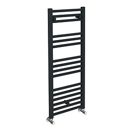 Diamond Heated Towel Rail - W400 x H1000mm - Matt Black - Straight