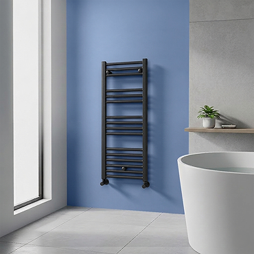 Toreno Heated Towel Rail - Matt Black - 400 x 1000mm - Straight Bars