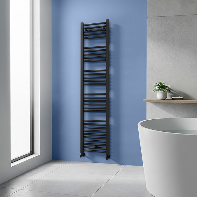 Toreno Heated Towel Rail - Matt Black - 400 x 1800mm - Straight Bars