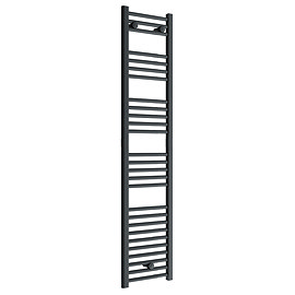 Diamond Heated Towel Rail - W300 x H1600mm - Anthracite - Straight Large Image