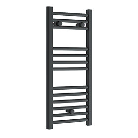 Diamond Heated Towel Rail - W300 x H800mm - Anthracite - Straight Large Image