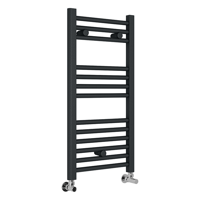 Diamond Heated Towel Rail - W300 x H800mm - Anthracite - Straight