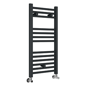 Diamond Heated Towel Rail - W300 x H800mm - Anthracite - Straight