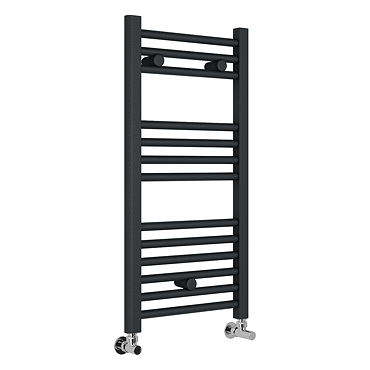 Diamond Heated Towel Rail - W300 x H800mm - Anthracite - Straight  Profile Large Image