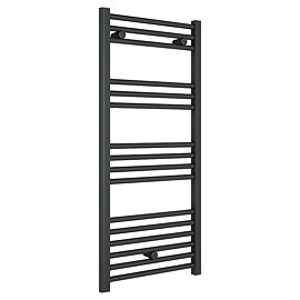 Diamond Heated Towel Rail - W500 x H1000mm - Anthracite Grey - Straight Large Image