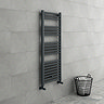 Diamond Heated Towel Rail - W500 x H1200mm - Anthracite - Straight