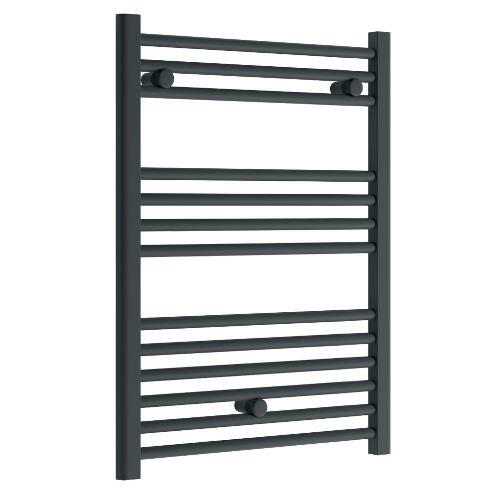 Diamond Heated Towel Rail - W600 x H800mm - Anthracite - Straight