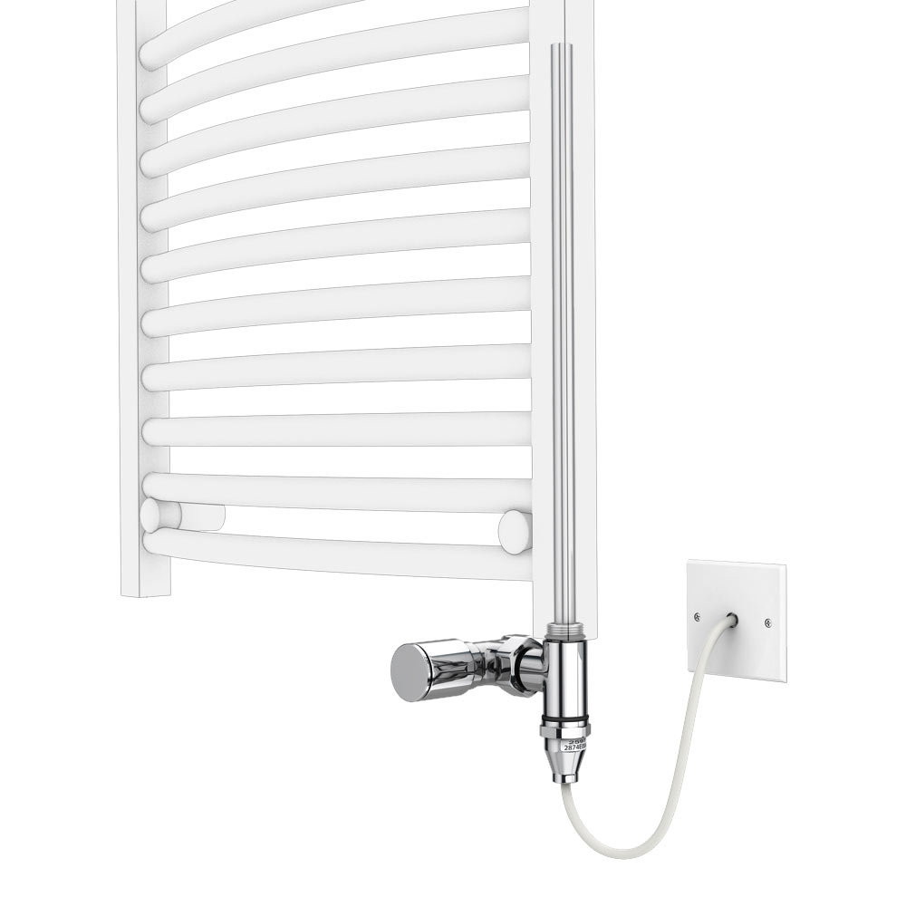Diamond White 400 x 800mm Straight Heated Towel Rail (Inc. Valves + Electric Heating Kit)  Profile L