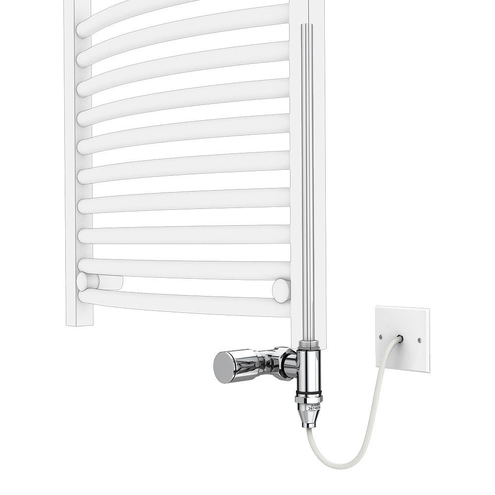 Diamond White 500 x 1600mm Straight Heated Towel Rail (Inc. Valves + Electric Heating Kit)  Profile 