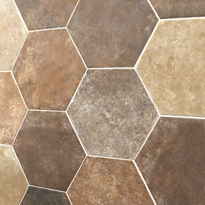 Dolores Rustic Brown Hexagon Stone Effect Wall & Floor Tiles - 200 x 240mm