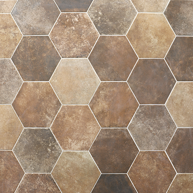 Dolores Rustic Brown Hexagon Stone Effect Wall & Floor Tiles - 200 x 240mm