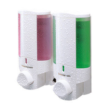 Dolphin - Double Plastic Shower Dispenser - White -  BC624-2W Large Image