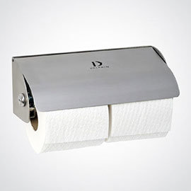 Dolphin - Satin Stainless Steel Lockable Double Toilet Roll Dispenser - BC267 Medium Image