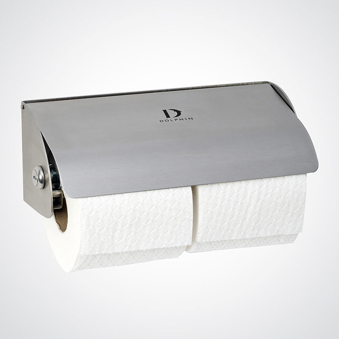 Dolphin - Satin Stainless Steel Lockable Double Toilet Roll Dispenser - BC267 Large Image
