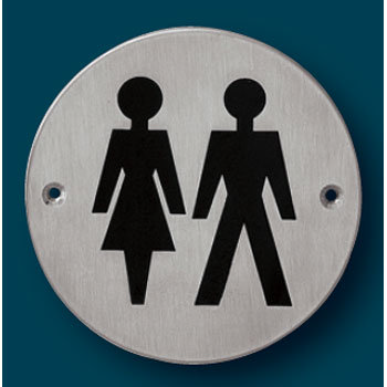 Dolphin - Stainless Steel Washroom Signage - Unisex WC - BC5463-03 Large Image