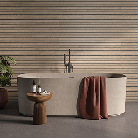 Dormido Large Format Oak & Black Slatted Wood Effect Wall Tiles - 600 x 1200mm