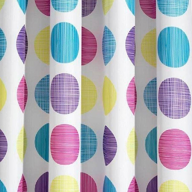 Dots Multi-Coloured Textile Shower Curtain W1800 x H1800mm Large Image