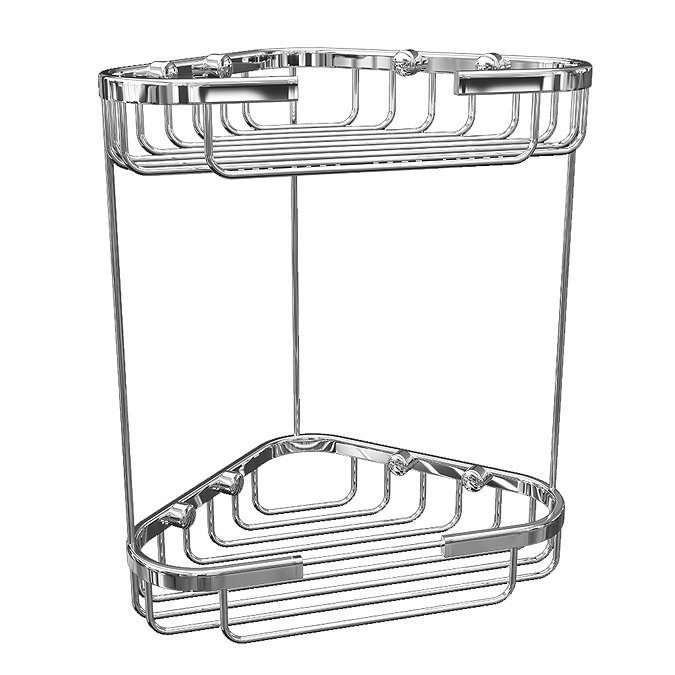 Double Corner Wire Soap Caddy - Chrome Large Image