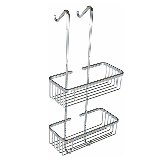 Double Rectangular Hanging Wire Shower Caddy - Chrome Large Image