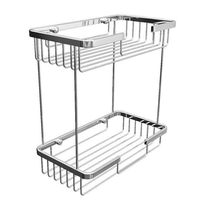 Double Rectangular Wire Soap Caddy - Chrome Large Image