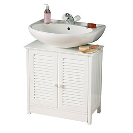 White Wood Double Shutter Door Under Sink Cabinet - 1600903 Large Image
