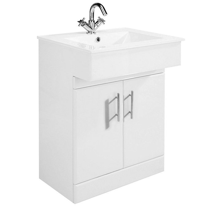 Premier Dove High Gloss White Vanity Unit with Basin W610 x D330mm - VTY036 Large Image