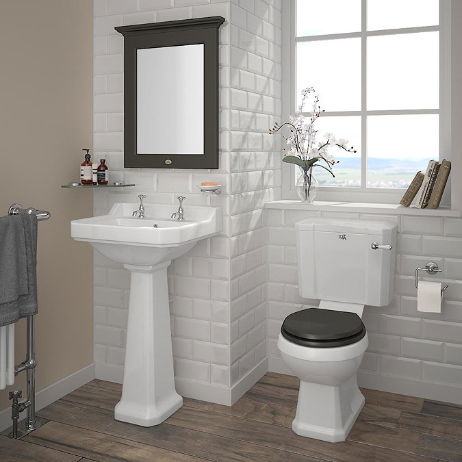 Downton Abbey Carlton Close Coupled Traditional Bathroom Suite - Charcoal Large Image