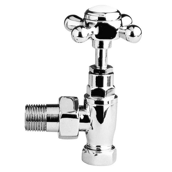 Downton Abbey Chrome Angled Traditional Radiator Valves Large Image