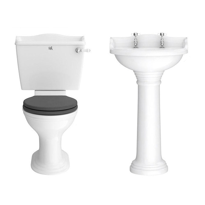 Downton Abbey Ryther Close Coupled Traditional Bathroom Suite - Charcoal In Bathroom Large Image