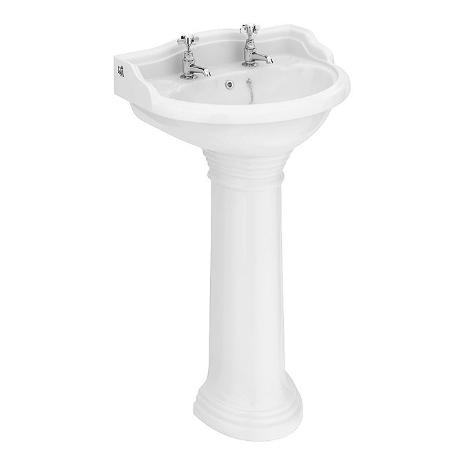 Downton Abbey Ryther Traditional Basin & Pedestal - 500mm Wide  Feature Large Image