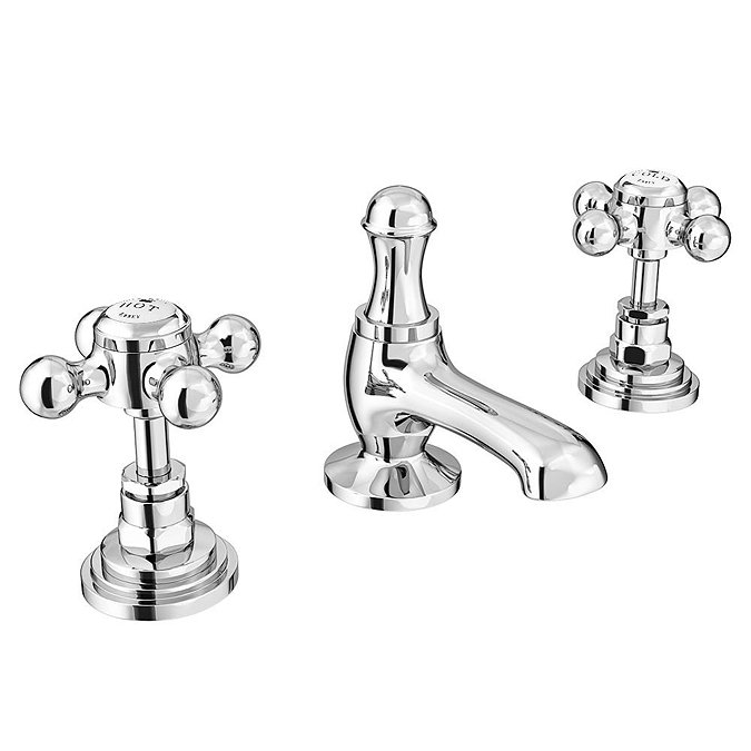 Downton Abbey Traditional 3 Tap Hole Basin Mixer Tap inc Pop-Up Waste Large Image