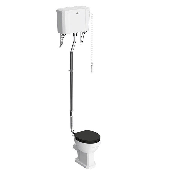 Downton Abbey Traditional 800mm Charcoal Sink Vanity Unit + High Level Toilet In Bathroom Large Ima