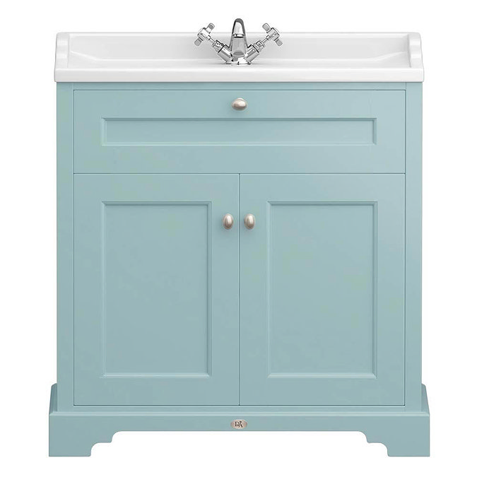 Downton Abbey Traditional 800mm Duck Egg Blue Sink Vanity Unit + High Level Toilet  Profile Large Im