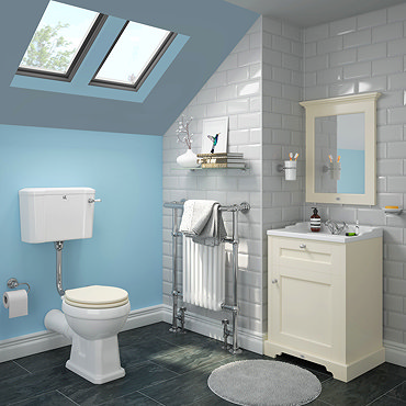 Downton Abbey Traditional Ivory Sink Vanity Unit + Low Level Toilet  Profile Large Image